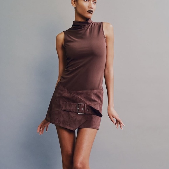 Zara Dresses & Skirts - Zara Brown Sleeveless Mini Dress with Belt